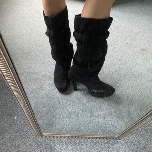 Black high heel boots